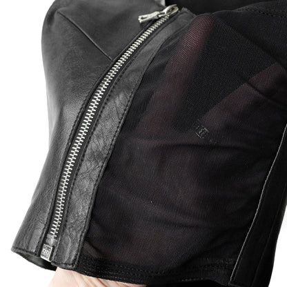 Plein Sud 2000s leather crop top with mesh side panels and zipper details. Size S/M. Available at Artefact Archive.