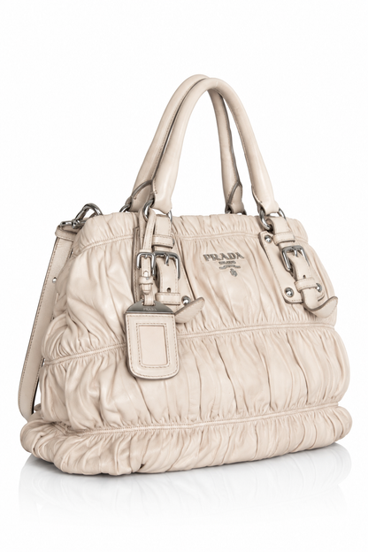 Prada Nappa Gaufre Leather Tote Bag SC:5782 | O/S, Cream