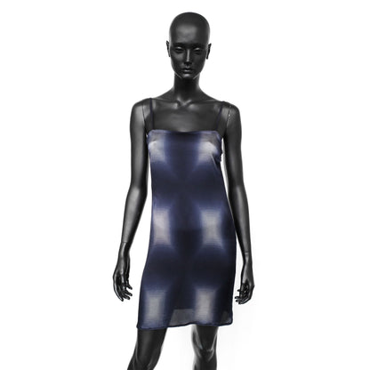 Prada SS 1998 semi-sheer silk slip dress with a pixelated print and mini length. Size IT 42 / UK 10. Available at Artefact Archive.