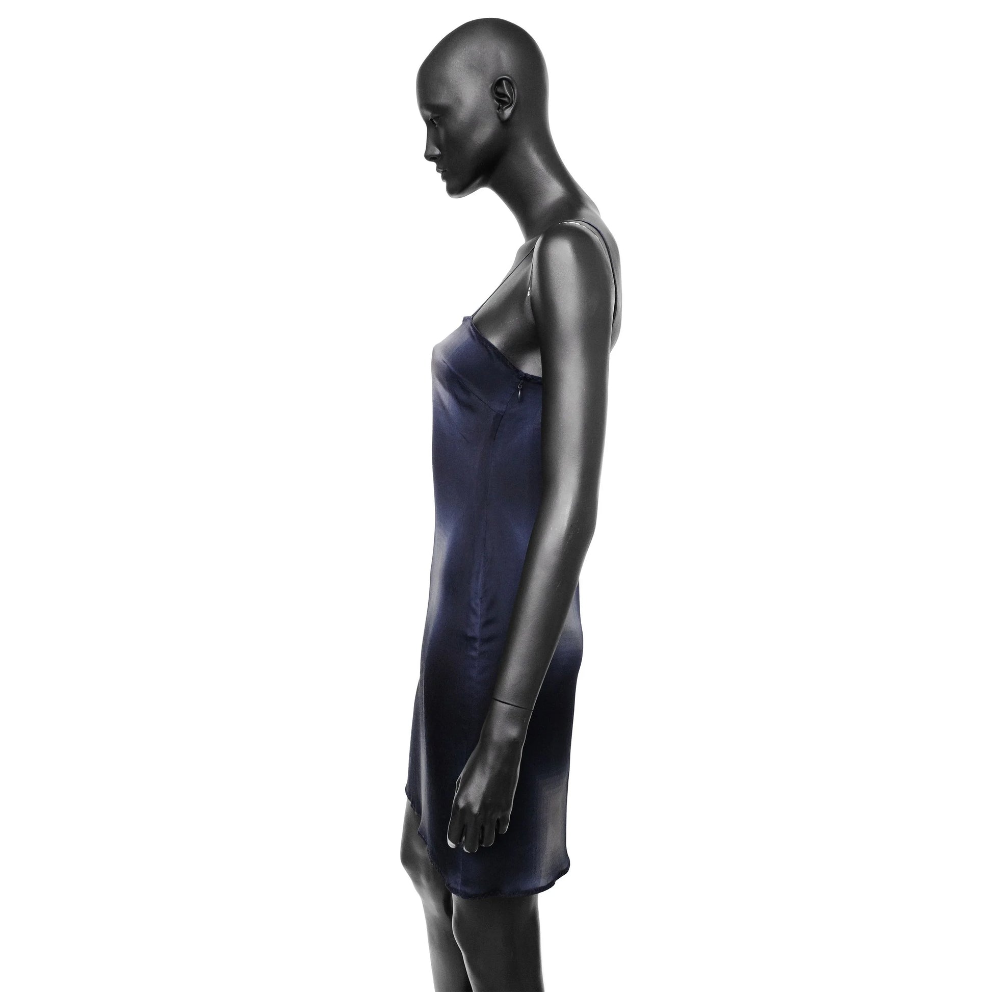 Prada SS 1998 semi-sheer silk slip dress with a pixelated print and mini length. Size IT 42 / UK 10. Available at Artefact Archive.