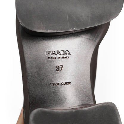 Prada SS 1999 split sole knee boots composed of canvas and leather. Size EU 37 / UK 4. Available at Artefact Archive.