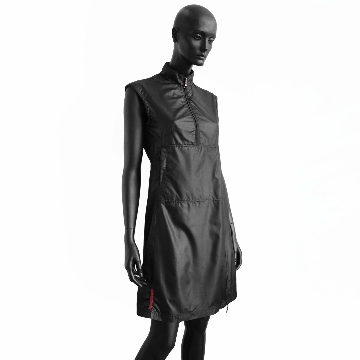 Prada Sport SS 1999 sleeveless nylon dress with zipper details. Size M / UK 10. Available at Artefact Archive.