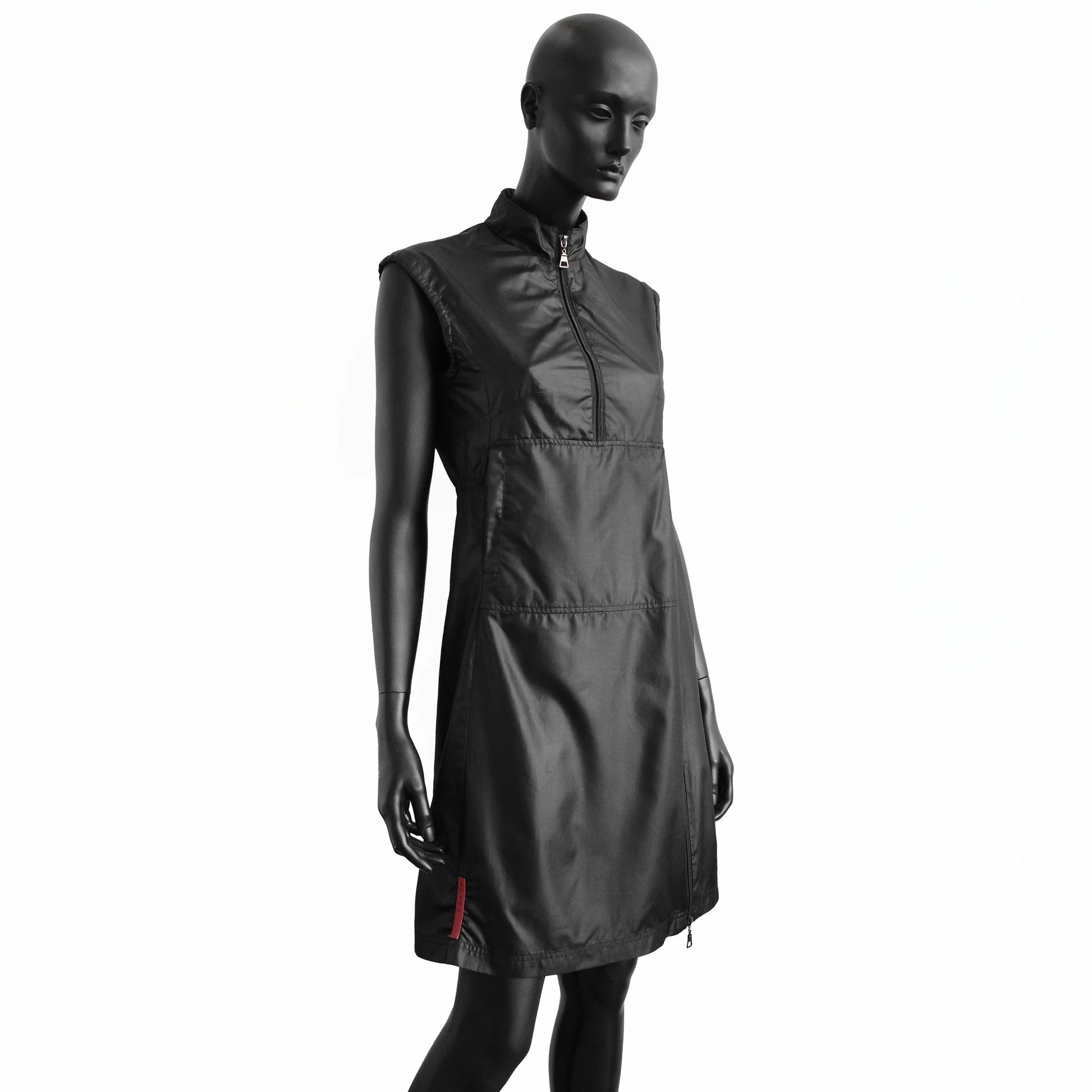Prada Sport SS 1999 sleeveless nylon dress with zipper details. Size M / UK 10. Available at Artefact Archive.