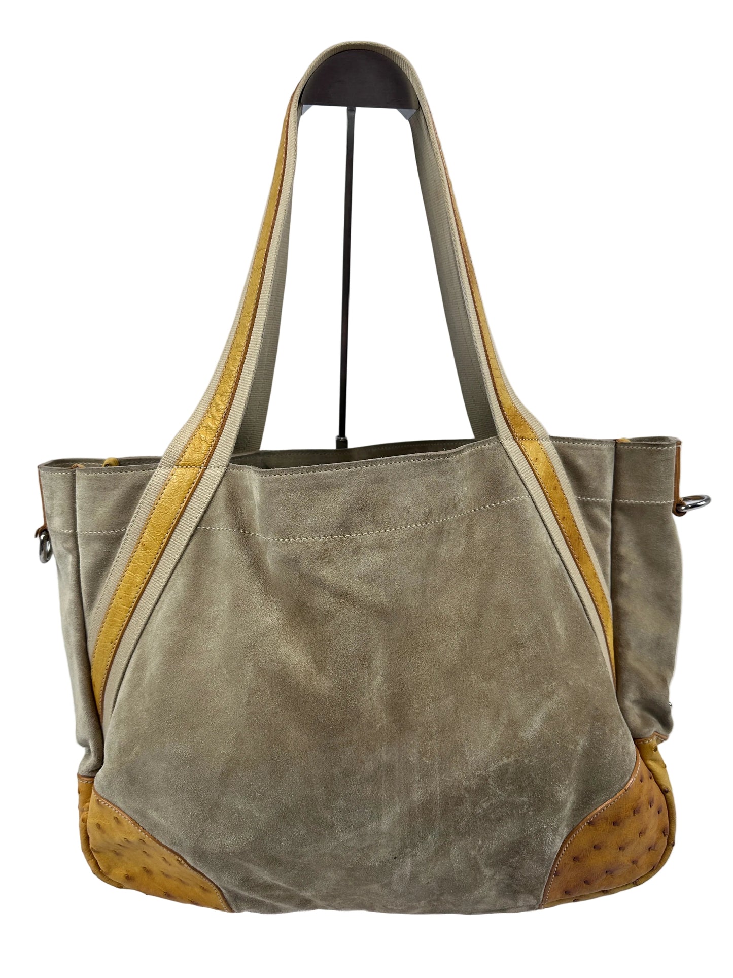 PRADA SUEDE & OSTRICH LEATHER OCEAN SCENE BAG | Large, Red