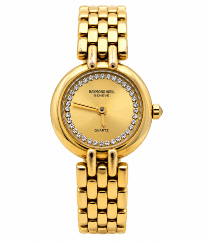 1980s Raymond Weil 5806-2 Gold Dial Gold-Tone Bracelet Watch(742-RAY-L). LWM864 | O/S, Gold