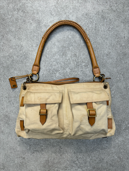 Gucci Multi Pockets Canvas Leather Shoulder Bag