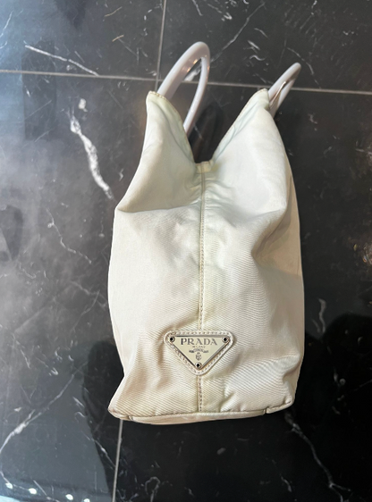 Prada Cream Nylon Hand Bag