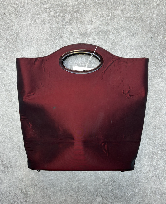 Gucci Burgundy Structured Nylon Bucket Bag