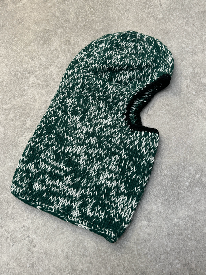 Classic Green White Mixed Knit Balaclava