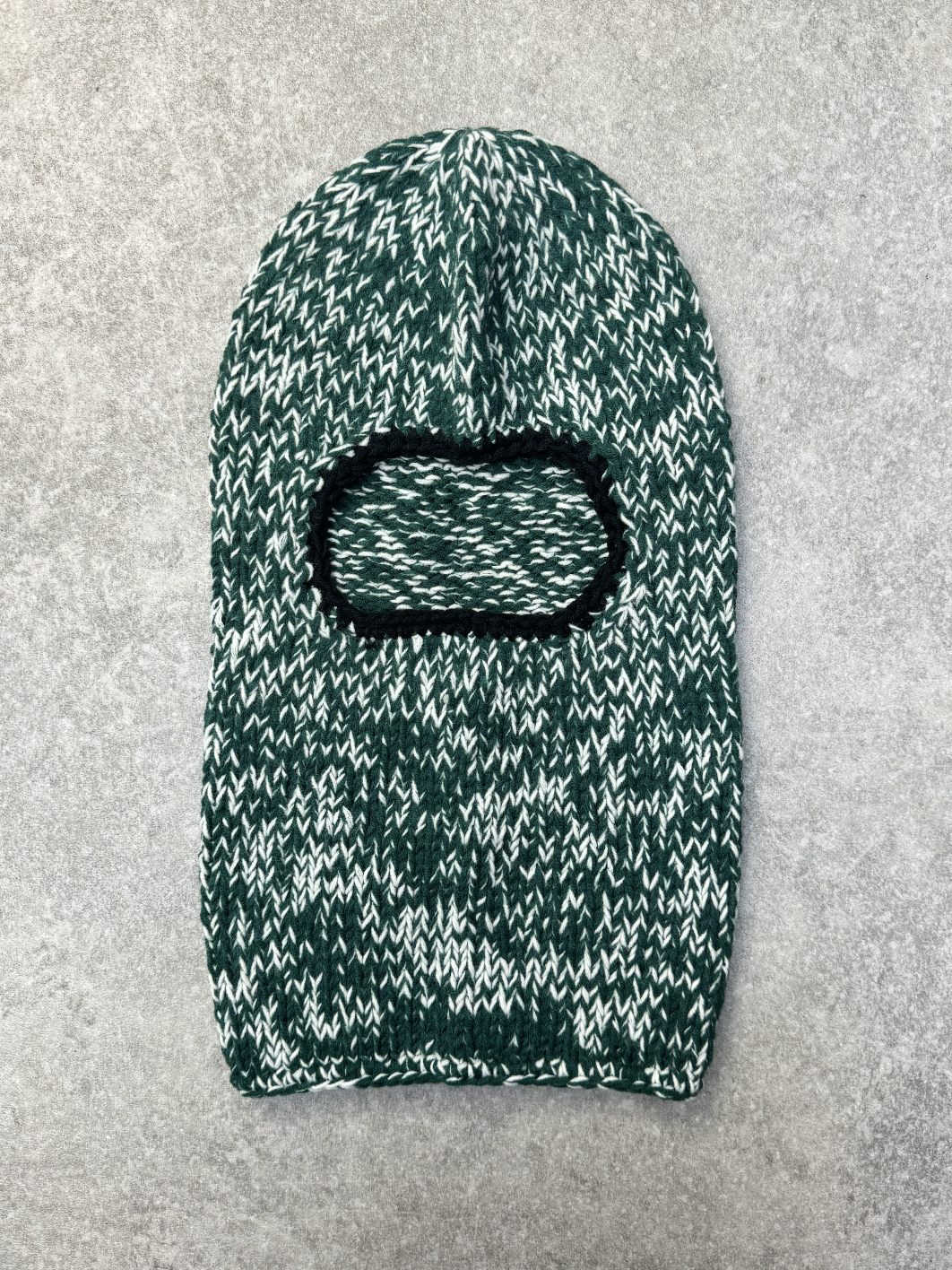 Classic Green White Mixed Knit Balaclava