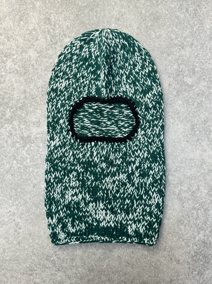 Classic Green White Mixed Knit Balaclava