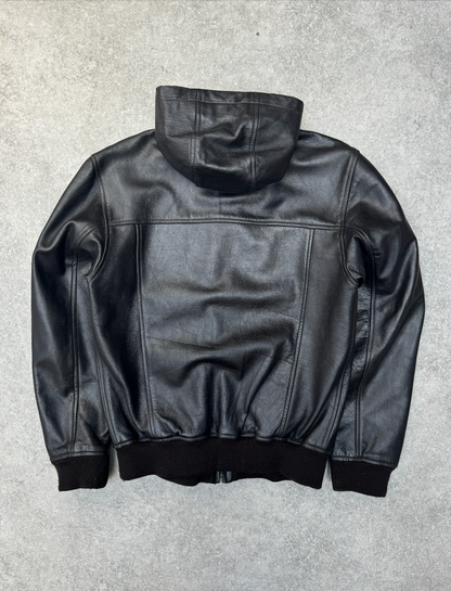 Schott Hooded Full-Zip Leather Jacket