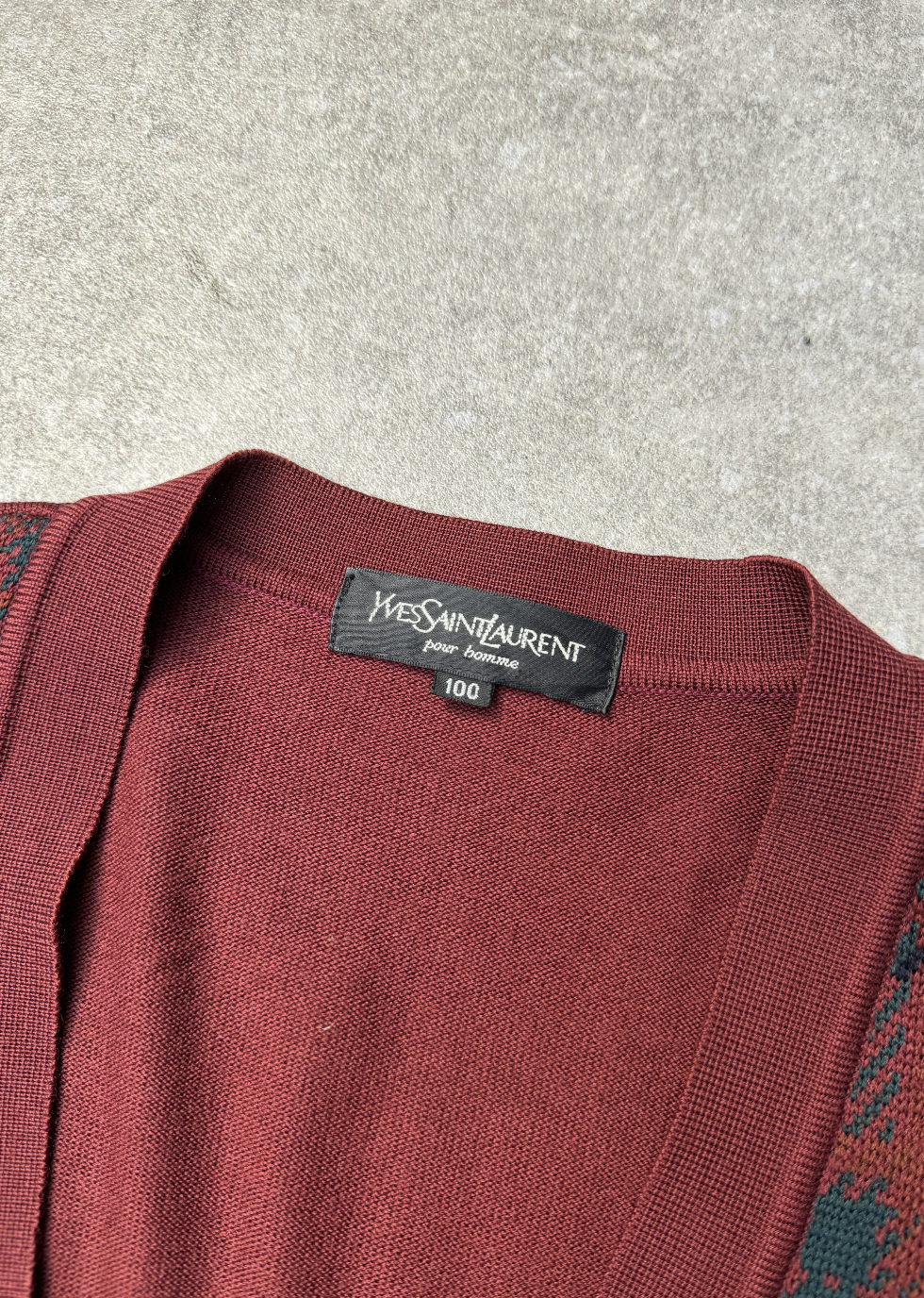 Yves Saint Laurent Logo Embroidered Plaid Wool Blend Cardigan