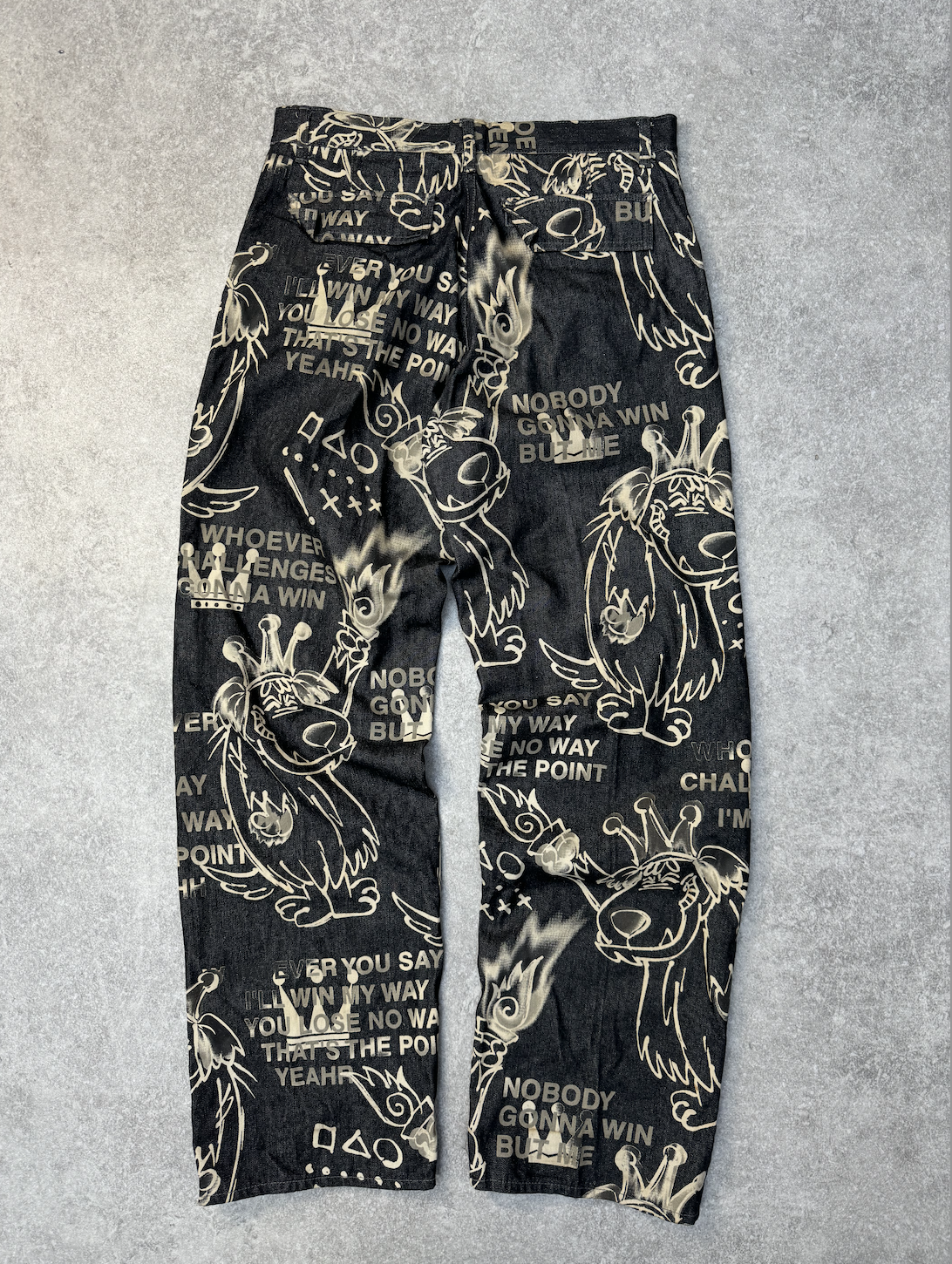 Ficce by Yoshiyuki Konishi Graffiti Wordings Printed Baggy Jeans