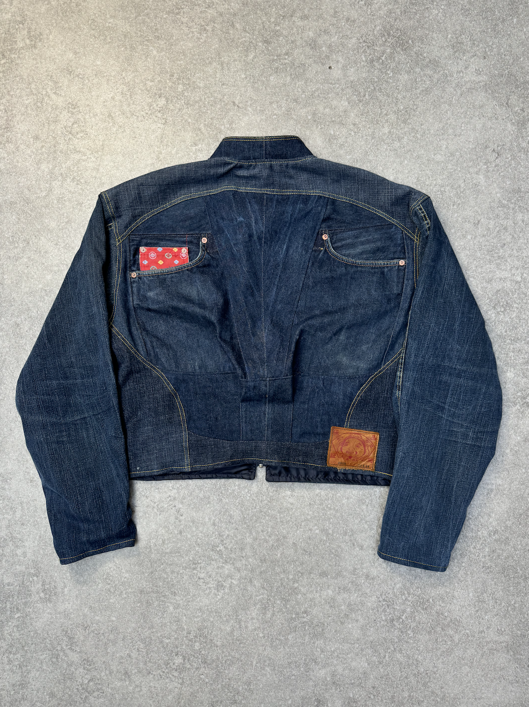 VT Rework: Evisu Sakura Logo Pocket Deconstructed Zip-Up Denim Jacket