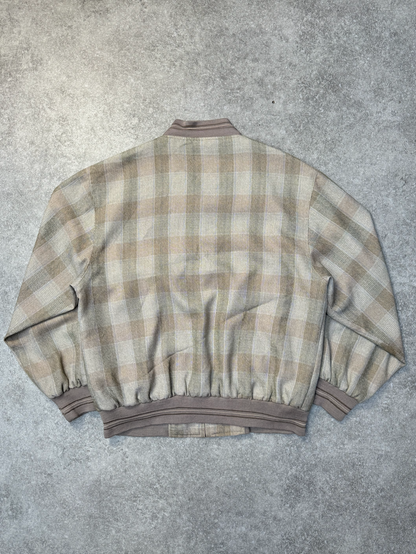 Yves Saint Laurent Plaid Logo Embroidered Bomber Jacket