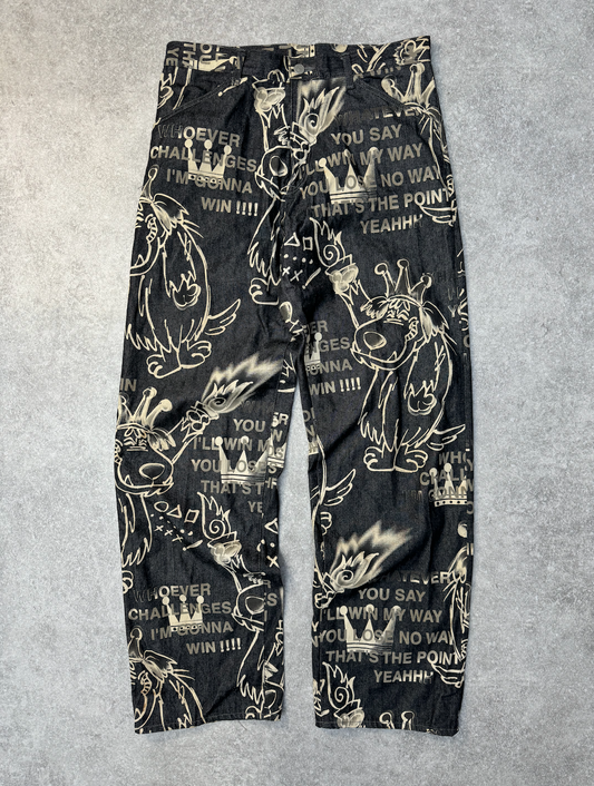 Ficce by Yoshiyuki Konishi Graffiti Wordings Printed Baggy Jeans