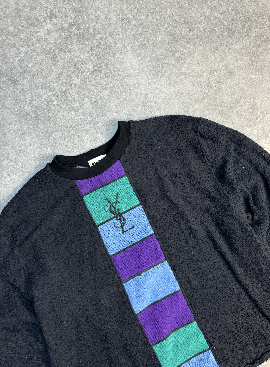 VT Rework: Vintage Yves Saint Laurent Logo Colourblock Fleece Sweater