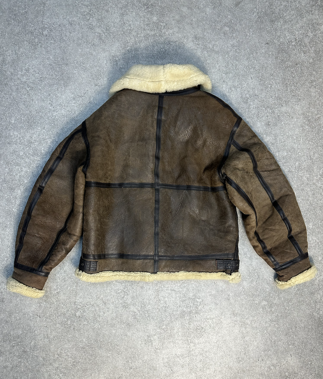 Avirex Distressed Sheepskin Shearling Leather Flight Jacket