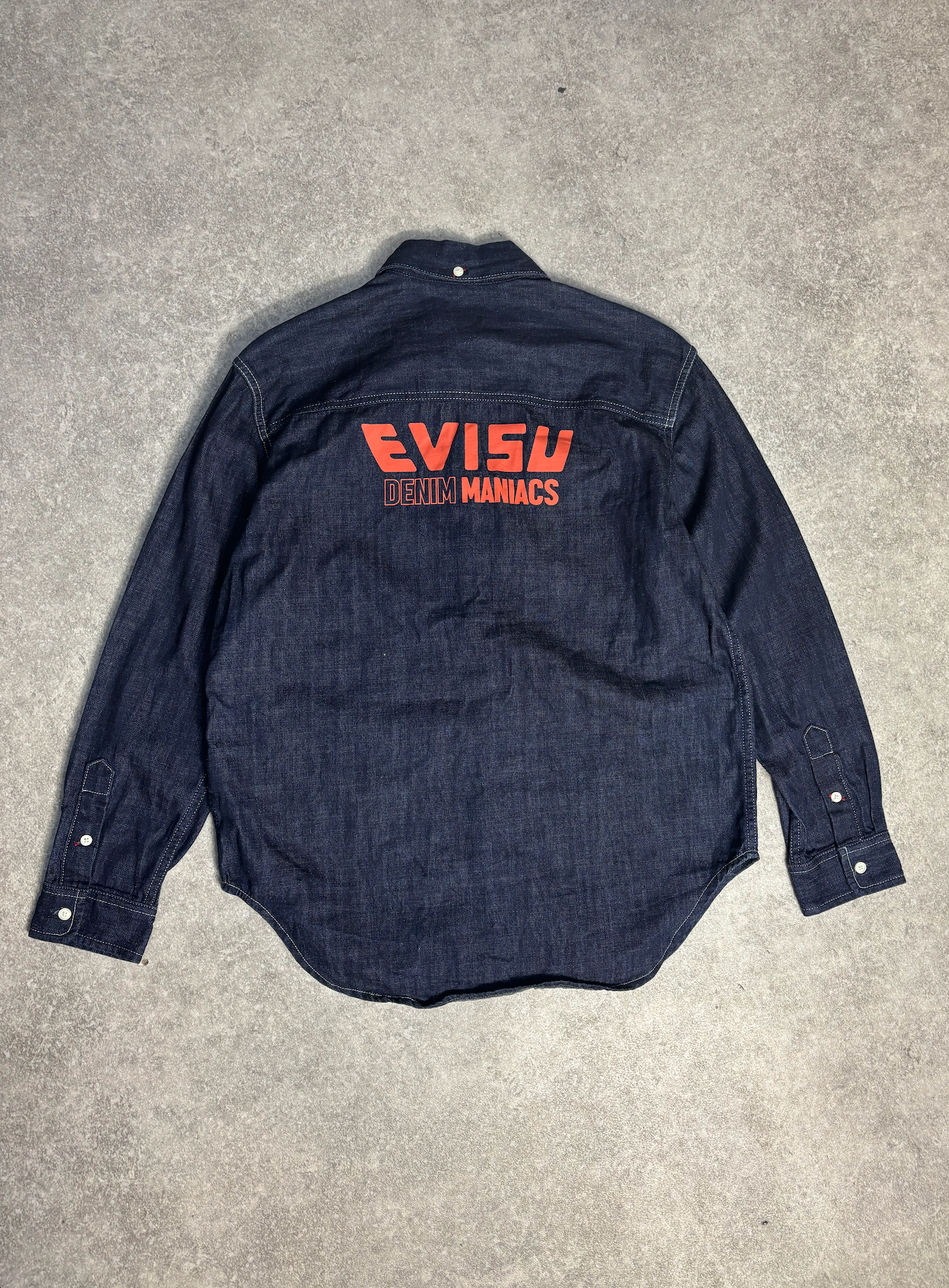 Evisu Multi Pockets Printed Logo Denim Shirt