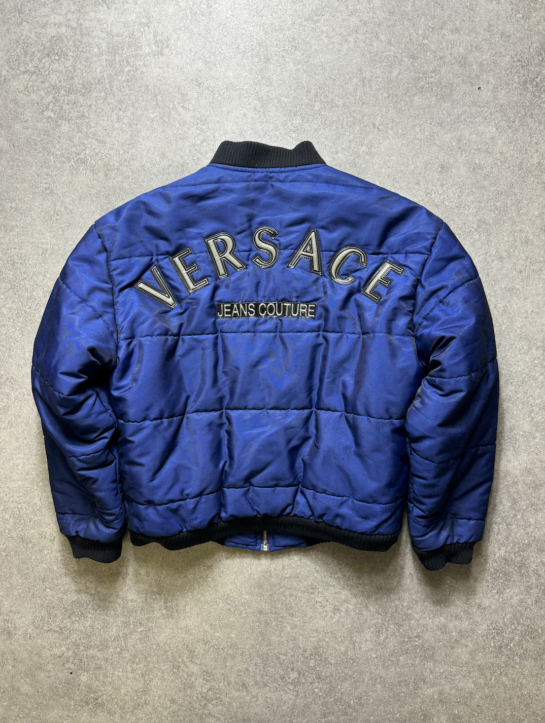 Versace Reflective Logo Zip Up Bomber Jacket