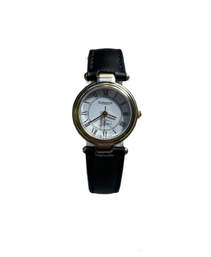 Burberry Model 8000 Black Strap Silver Watch