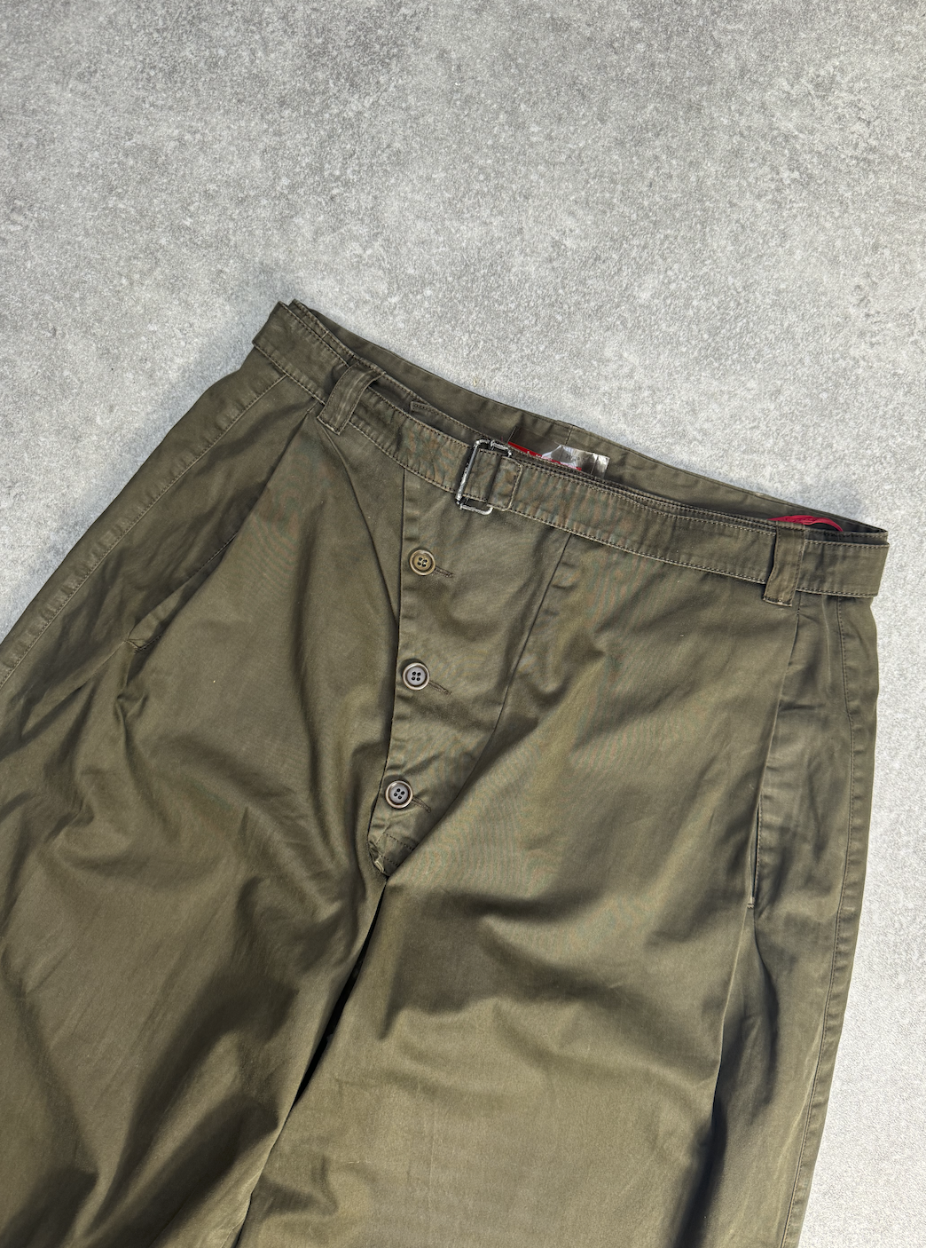 Prada Asymetric Button Up Cargo Trousers