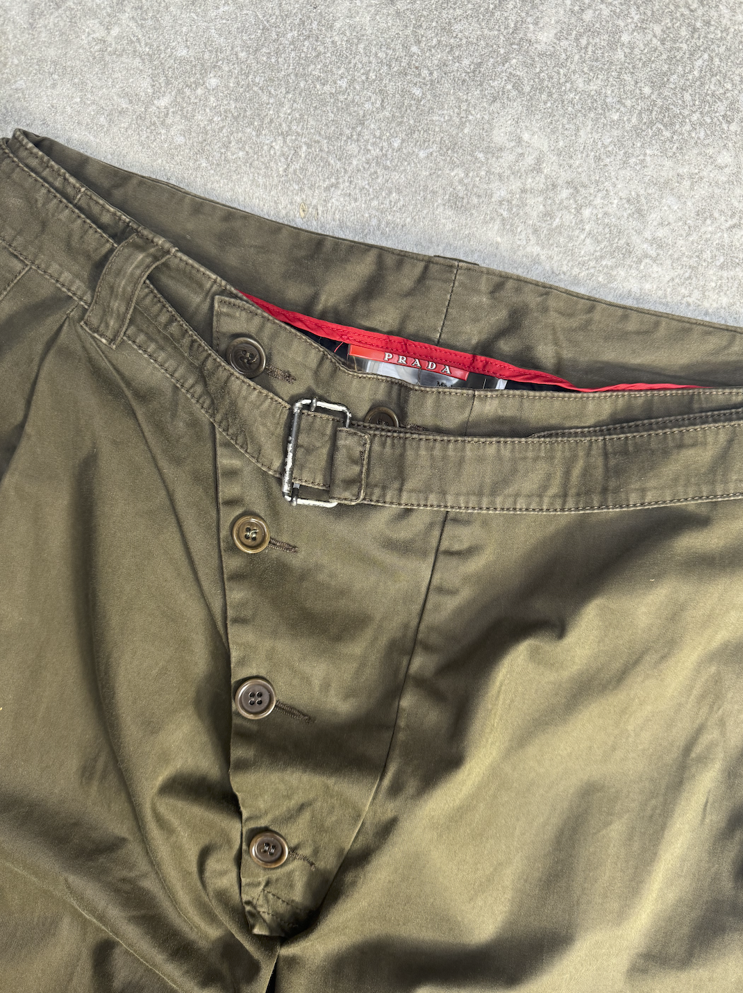 Prada Asymetric Button Up Cargo Trousers