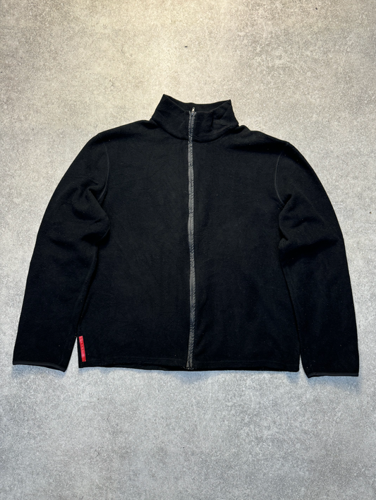 Prada Nylon Panels Zip-Up Fleece Jacket