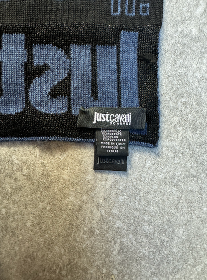 Just Cavalli Two-Tone Knitted Logo Wool Scarf