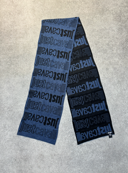 Just Cavalli Two-Tone Knitted Logo Wool Scarf