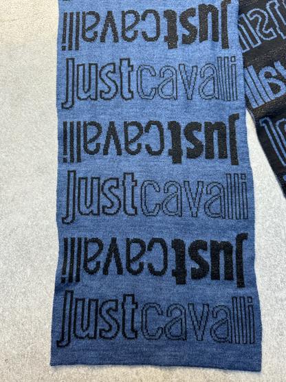 Just Cavalli Two-Tone Knitted Logo Wool Scarf