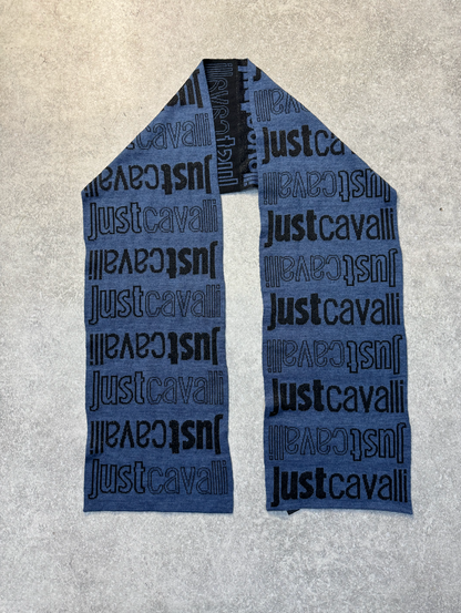 Just Cavalli Two-Tone Knitted Logo Wool Scarf