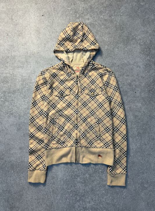 Burberry Nova Check Printed Hooded Zip-Up Jacket