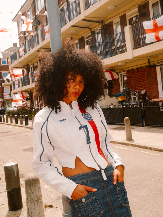 VT Rework: England "7" Leather Football Jacket SC: 5782 | Extra Small, White