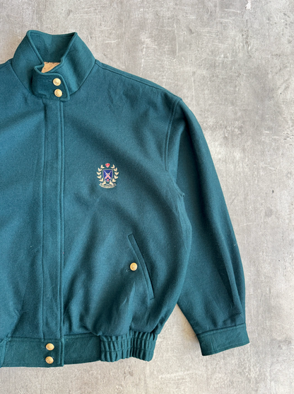 Rare 1980s Burberry Cricket Forest Green Wool Blouson | Medium, Multicoloured