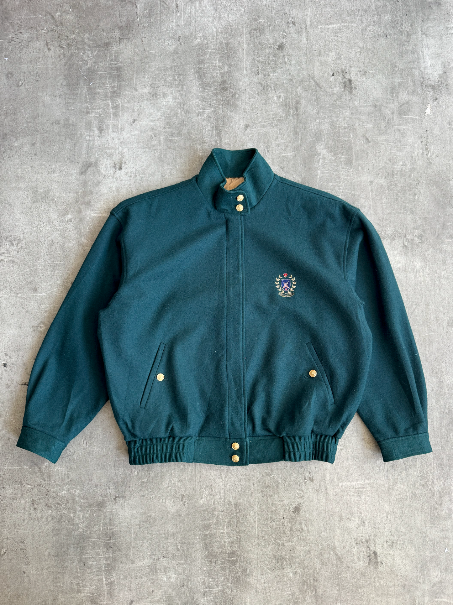 Rare 1980s Burberry Cricket Forest Green Wool Blouson | Medium, Multicoloured