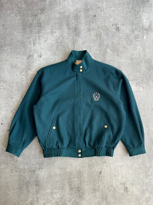 Rare 1980s Burberry Cricket Forest Green Wool Blouson | Medium, Multicoloured