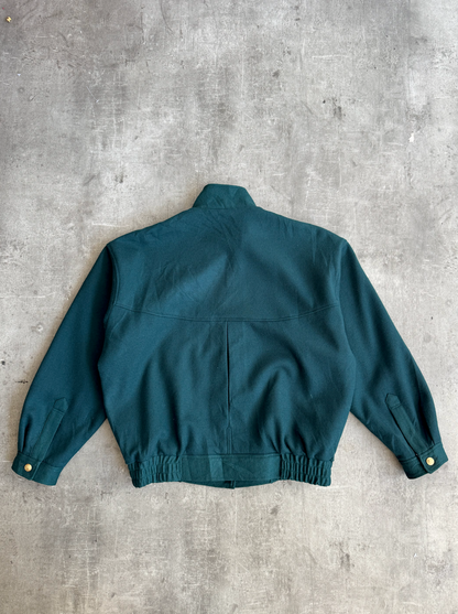 Rare 1980s Burberry Cricket Forest Green Wool Blouson | Medium, Multicoloured