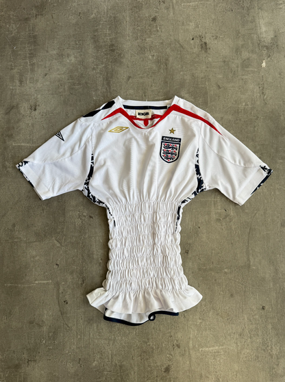 VT Rework: England x Umbro Rouched Waist Football Shirt | Small, Multicoloured