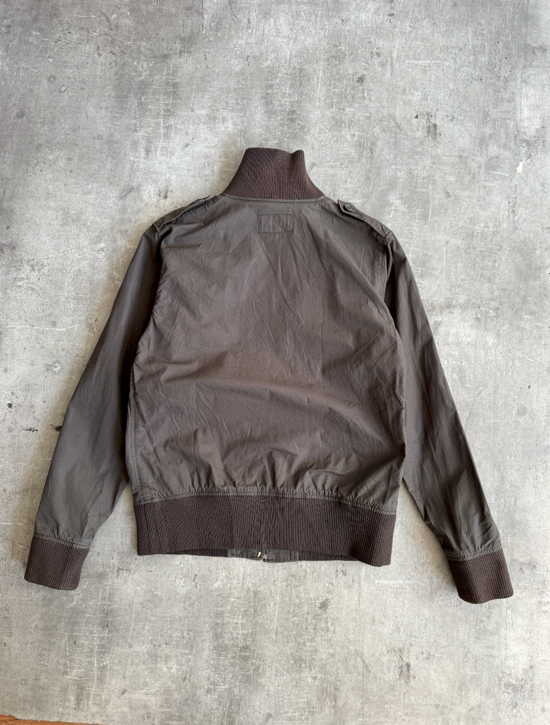 Beams Brown Textured Cotton Bomber Jacket | Medium, Multicoloured