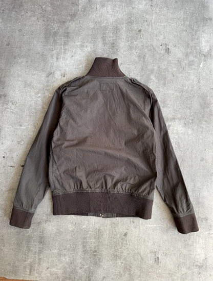 Beams Brown Textured Cotton Bomber Jacket | Medium, Multicoloured