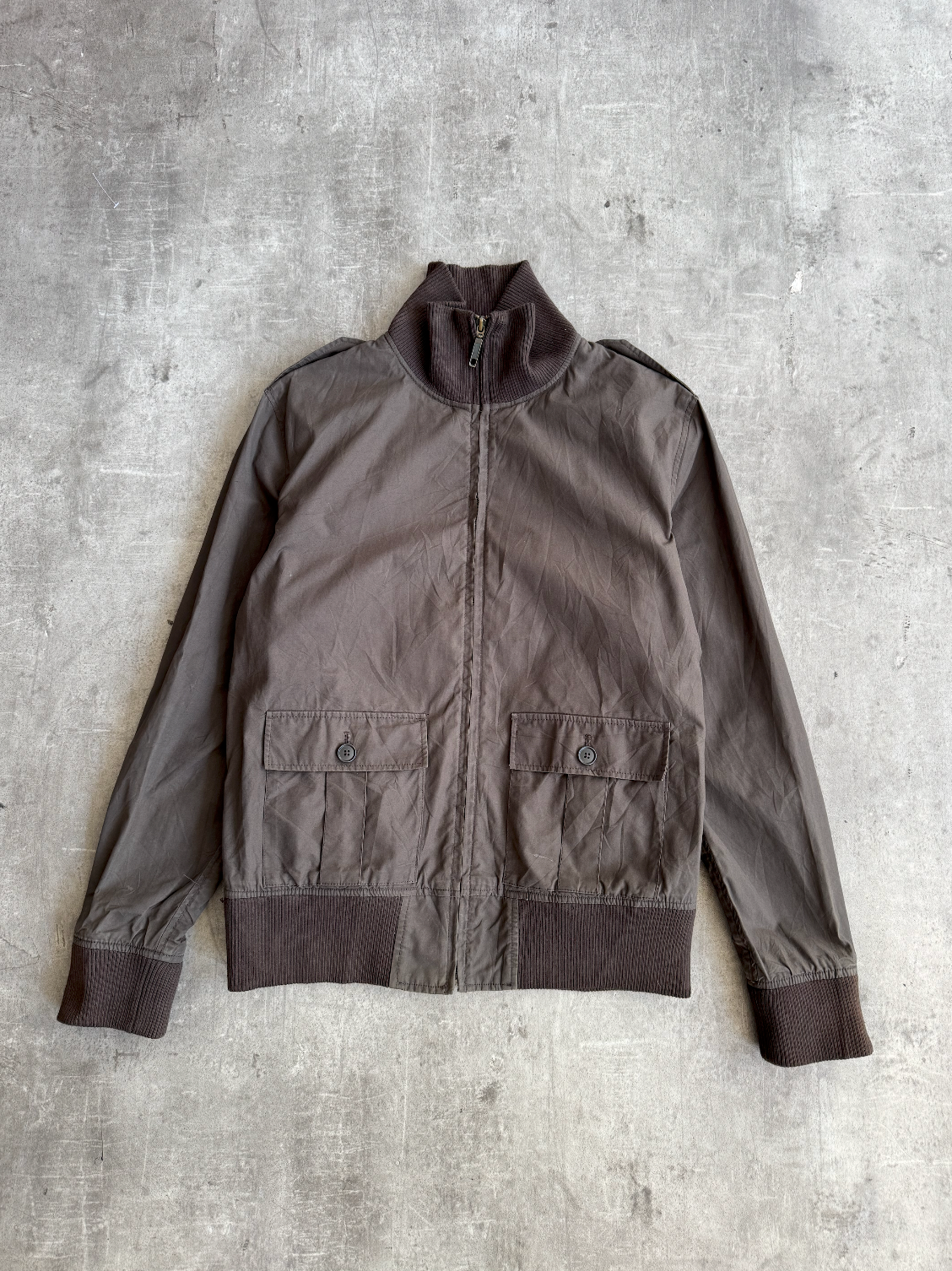 Beams Brown Textured Cotton Bomber Jacket | Medium, Multicoloured