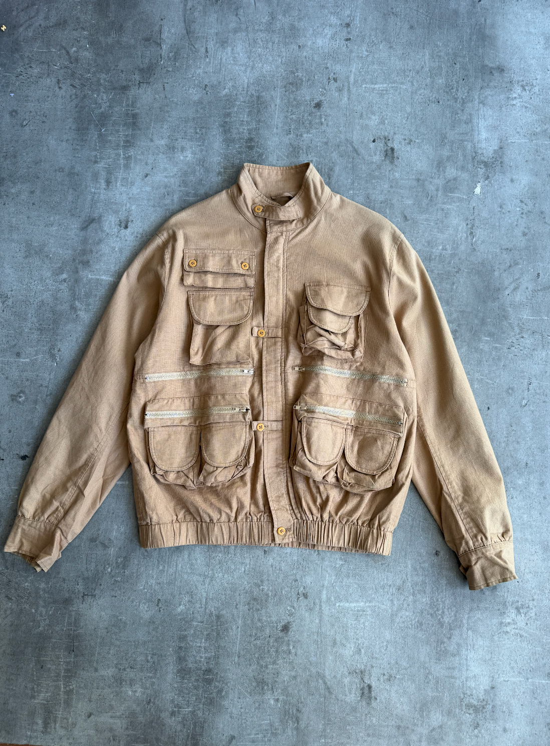 A.Blue NY Beige Multipocket Cargo Jacket | Large, Multicoloured