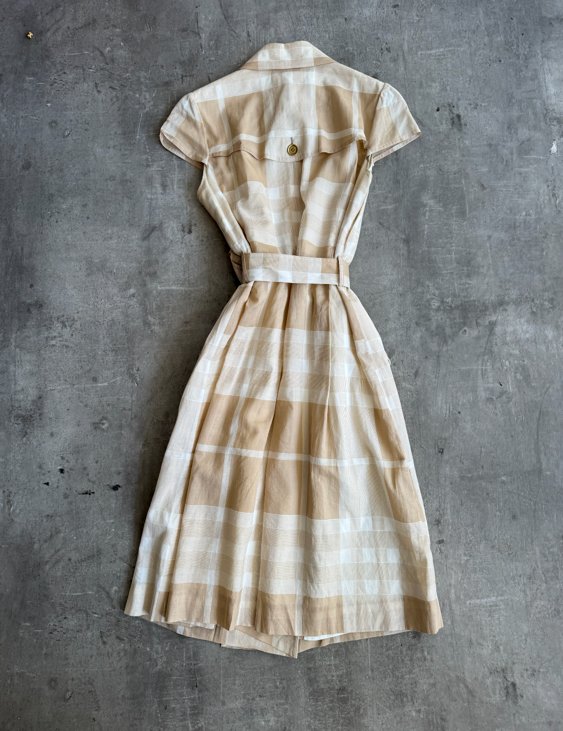 Burberry Beige Nova Check Sleeveless Belted Dress | Small, Multicoloured