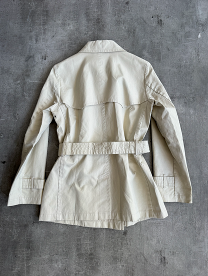 Burberry Blue Label Beige Cropped Peacoat | Extra Small, Multicoloured