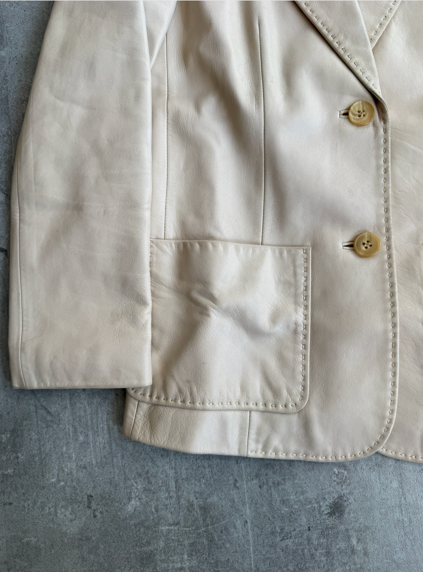 Burberry Nova Lined Beige Lambs Leather Blazer | Small, Multicoloured