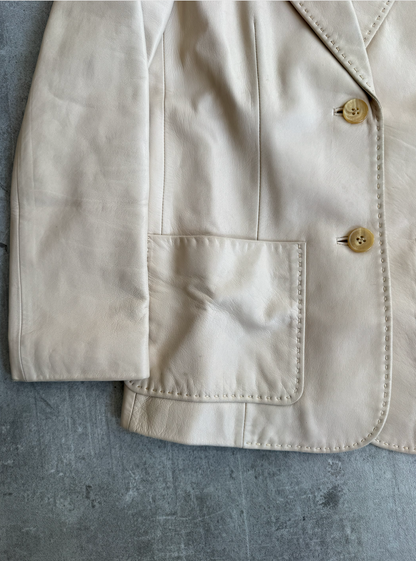 Burberry Nova Lined Beige Lambs Leather Blazer | Small, Multicoloured