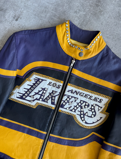 L.A. Lakers Embellished Leather Moto Jacket | Small, Multicoloured