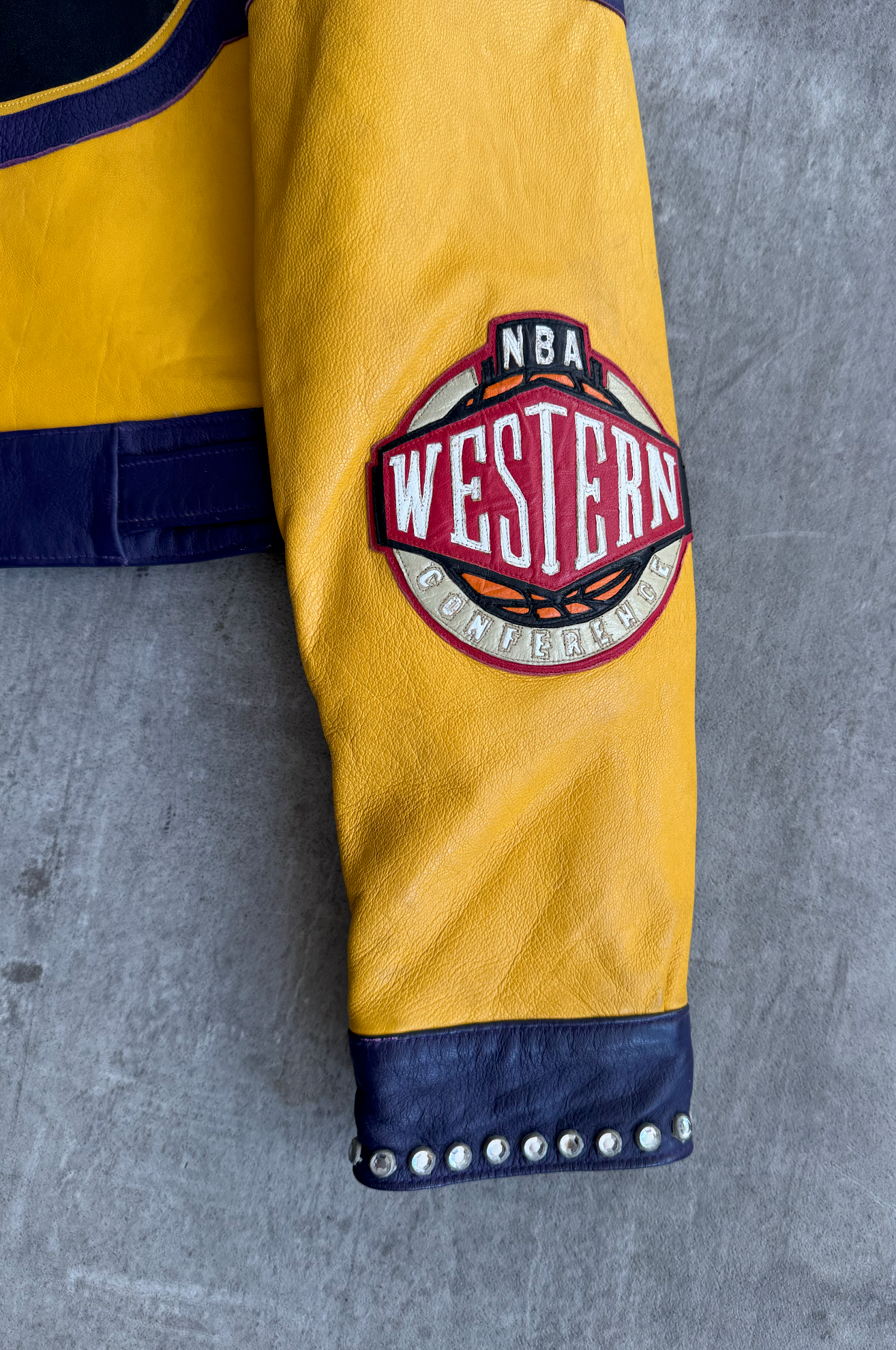 L.A. Lakers Embellished Leather Moto Jacket | Small, Multicoloured